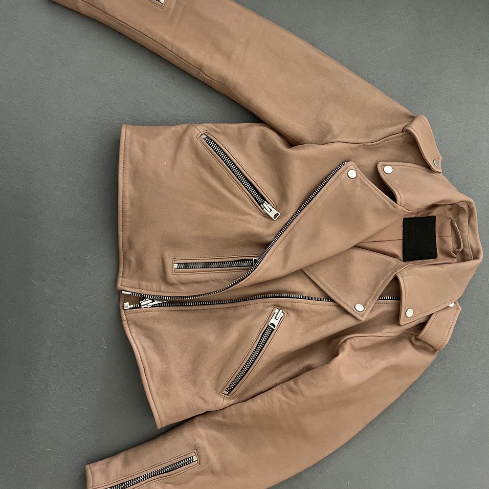 All saints Dalby leather jacket dust rose